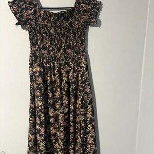 Pink and black floral maxi dress